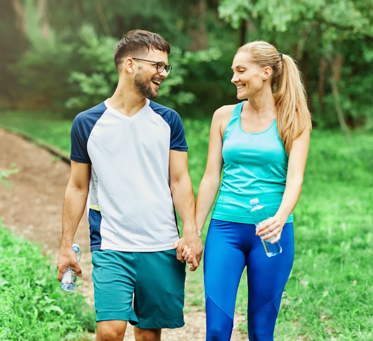 Two adults walking outdoors together