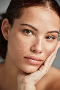 portrait beauty skincare and face of woman in stu utc