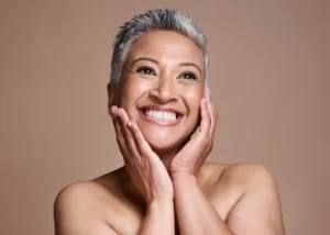 skincare anti aging and portrait of mature woman utc