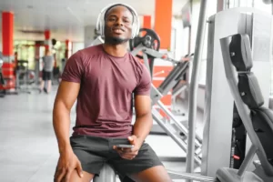 young athletic african american man in the gym utc