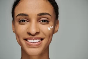 woman portrait with moisturizer skincare beauty co utc